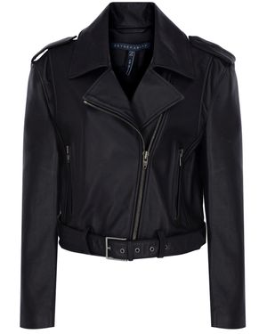 Zeynep Arcay Leather Biker Jacket - Black