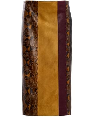 Proenza Schouler Sirine Pieced Leather Midi Skirt - Brown