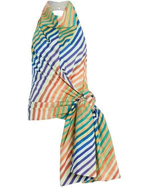 Christopher John Rogers Crayon-Striped Cotton-Poplin Sarong Top - Blue