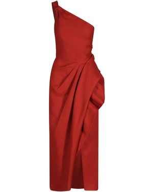 Johanna Ortiz Salsero One-Shoulder Linen Maxi Dress - Red