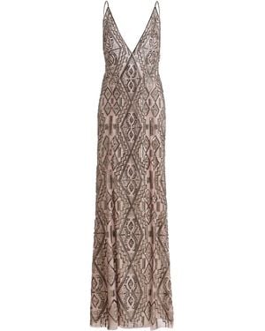 Cucculelli Shaheen Geo Deco Arrows Tulle Maxi Dress - Natural
