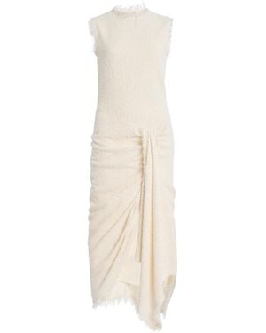 Oscar de la Renta Draped Bouclé Midi Dress - White
