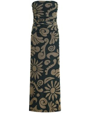 Cala De La Cruz Daphne Printed Poplin Maxi Dress - Green