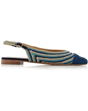 Gabriela Hearst Strength Raffia Slingback Flats - Blue