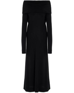 Another Tomorrow Off-The-Shoulder Wool Maxi Dress - Black