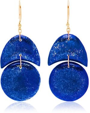 Ten Thousand Things Tiny Arps 18k Yellow Gold Lapis Earrings - Blue