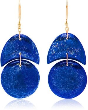 Ten Thousand Things Tiny Arps 18k Yellow Gold Lapis Earrings - Blue