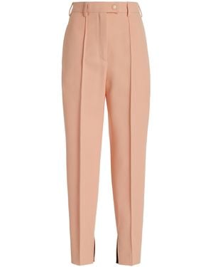Prada High-rise Stretch-natté Wool Slim Pants - Pink