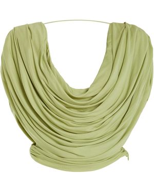 De La Vali Veda Cowl-neck Draped Jersey Top - Green