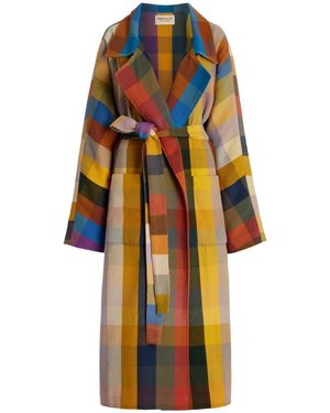 Marrakshi Life Checked Twill Coat - Orange