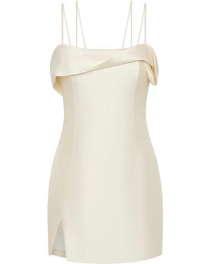 Rachel Gilbert Bronte Wool-Silk Satin Mini Dress - Natural