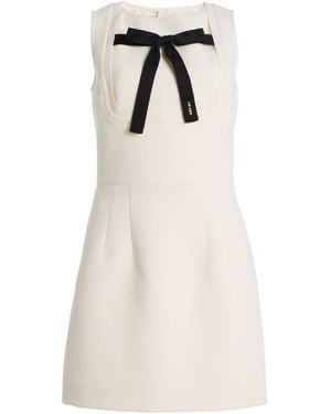 Prada Bow-Detailed Cotton Mini Dress - Natural