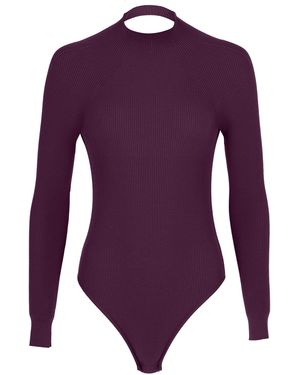 Zeynep Arcay Open-Back Knitted Bodysuit - Purple