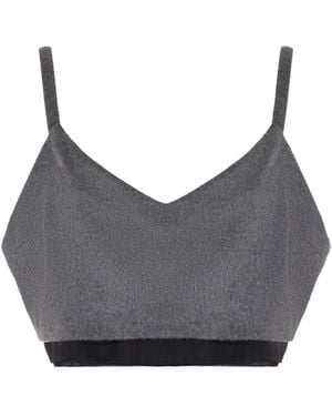 Miu Miu Layered Wool-cashmere Crop Top - Gray