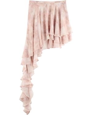 ARAKII Exclusive Asymmetric Ruffled Silk Mini Skirt - White