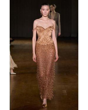 Georges Hobeika Off-The-Shoulder Embellished Maxi Dress - Brown