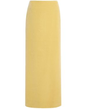 Colleen Allen Slit-Detailed Cotton-Velvet Skirt - Yellow
