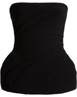 Zuhair Murad Heavy Cady Corst Top With Pintucks - Black