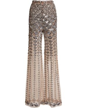 Zuhair Murad Tulle Full Sand Shell Embroidered Bottoms/Pants - Natural