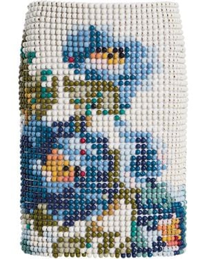 S.S.Daley Beaded Cotton Twill Midi Skirt - Blue