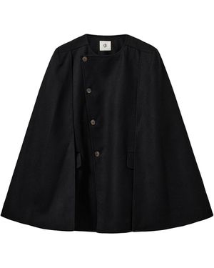 THE GARMENT Balli Collarless Recycled-Wool Cape - Black