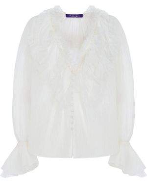 Ralph Lauren Kensley Ruffled Cotton-Silk Top - White