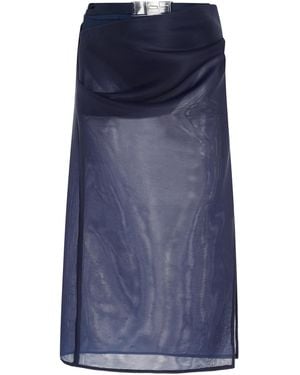 Brandon Maxwell The Isobel Belted Sheer Midi Skirt - Blue