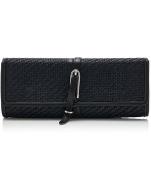 Liffner Belted Raffia Clutch - Black