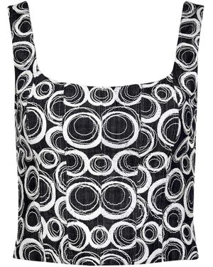 Francesca Miranda Exclusive Madena Printed Corset Cotton Top - Black