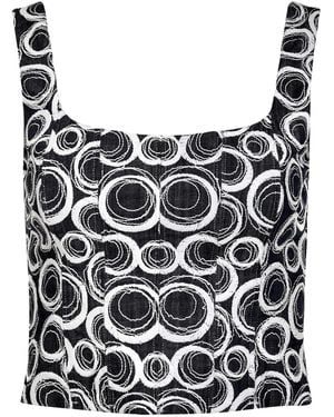 Francesca Miranda Madena Printed Corset Cotton Top - Black