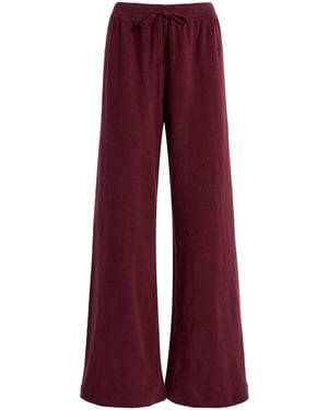 ÉTERNE Drawstring Cotton Wide-Leg Sweatpants - Red