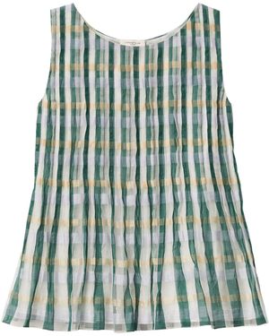 Lafayette 148 New York Cotton-Silk Peplum Blouse - Green