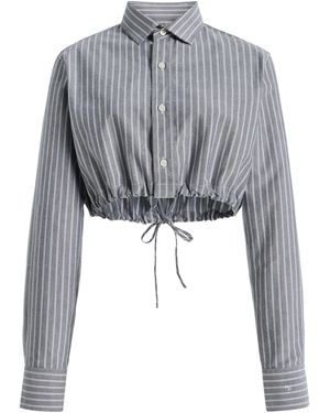 HOMMEGIRLS Cropped Cotton Shirt - Grey
