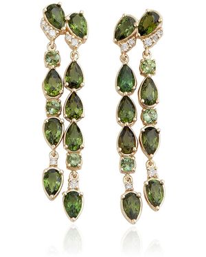 Jamie Wolf Asymmetrical 18K Tourmaline And Diamond Earrings - Green