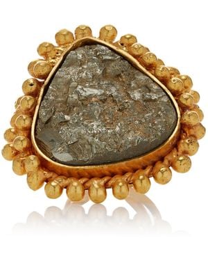 Sylvia Toledano Sterling Silver Gold Plated 18k Vermeil One-of-a-kind Pyrite Ring - Metallic