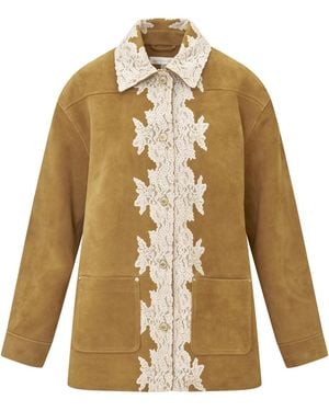 LoveShackFancy Valin Lacey Suede Jacket - Metallic