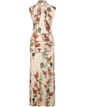 Johanna Ortiz Hibiscus Compass Draped Maxi Dress - Metallic