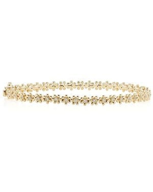 Sydney Evan Tiny Daisy 14k Gold And Diamond Bangle - Metallic