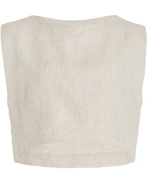 Posse Exclusive Martina Linen Crop Top - White
