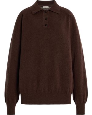 AMIYA Heritage Travel Cashmere Polo Shirt - Brown