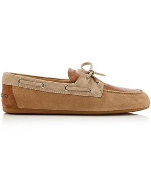 Miu Miu Leather And Suede Boat Shoes - White