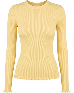 Alaïa Ribbed Knit Silk Top - Yellow
