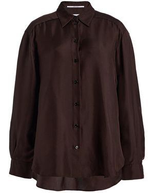 Another Tomorrow Silk Shirt - Brown