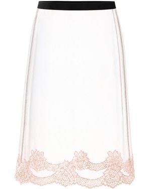 Valentino Garavani Lace-Trimmed Mesh Midi Skirt - Grey