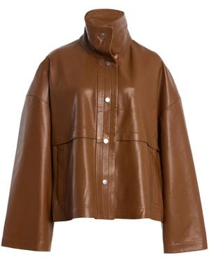 Nour Hammour Park Leather Jacket - Brown