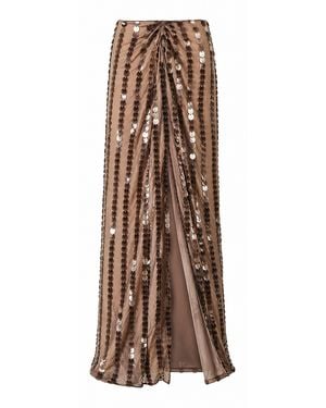 La Fuori Midas Sand Cascade Maxi Skirt - Brown