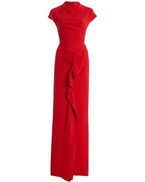 TOVE Beth Ruffled Jersey Maxi Dress - Red