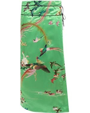 Conner Ives Demi Couture Silk Tapestry Skirt - Green