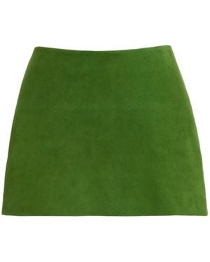 STAUD Crest Suede Mini Skirt - Green