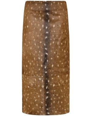 St. Agni Fawn Patterned Leatherpencil Skirt - Brown